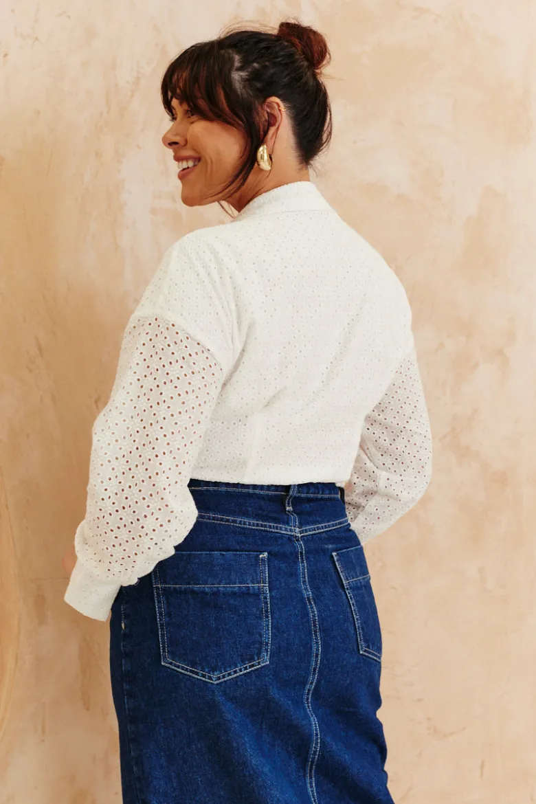 Broderie Shirt Bodysuit