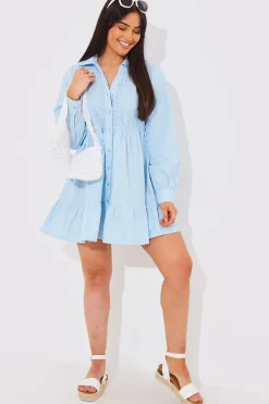 Broderie Tiered Shirt Dress
