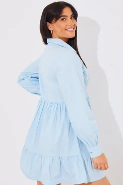 Broderie Tiered Shirt Dress