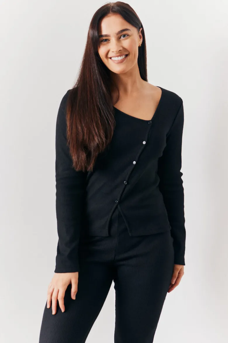 Brushed Rib Asymmetric Co-Ord Top