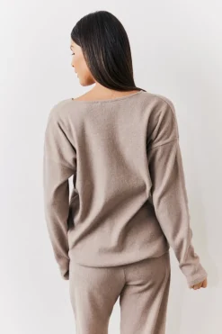 Brushed Rib v Neck Co Ord Top