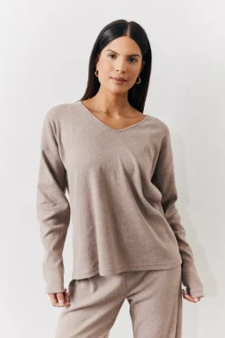 Brushed Rib v Neck Co Ord Top