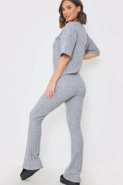 Brushed Rib Wide Leg Trousers