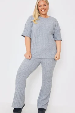 Brushed Rib Wide Leg Trousers
