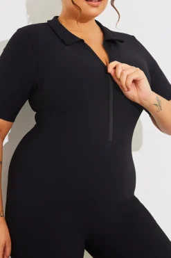 Built-In Bra Half Zip Short Sleeve Sculpt and Control Unitard