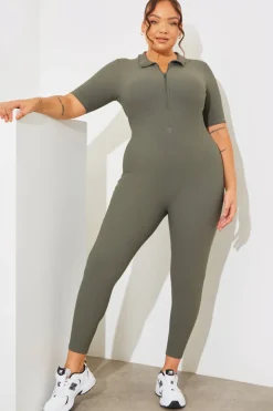Built-In Bra Half Zip Short Sleeve Sculpt and Control Unitard
