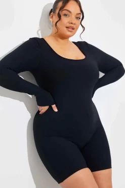 Built-In Bra Long Sleeve Sculpt and Control Short Unitard