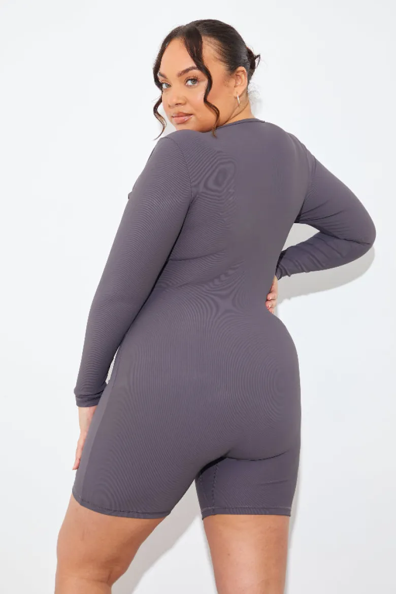 Built-In Bra Long Sleeve Sculpt and Control Short Unitard