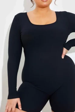 Built-In Bra Long Sleeve Sculpt and Control Short Unitard