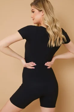 Built-In Bra Short Sleeve Sculpt and Control Short Unitard