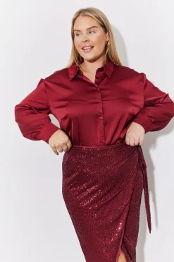 Burgundy Satin Shirt