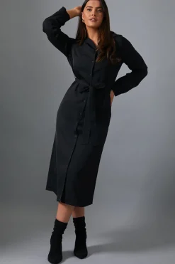 Button Up Belted Dress