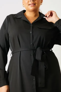Button Up Belted Dress