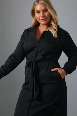 Button Up Belted Dress