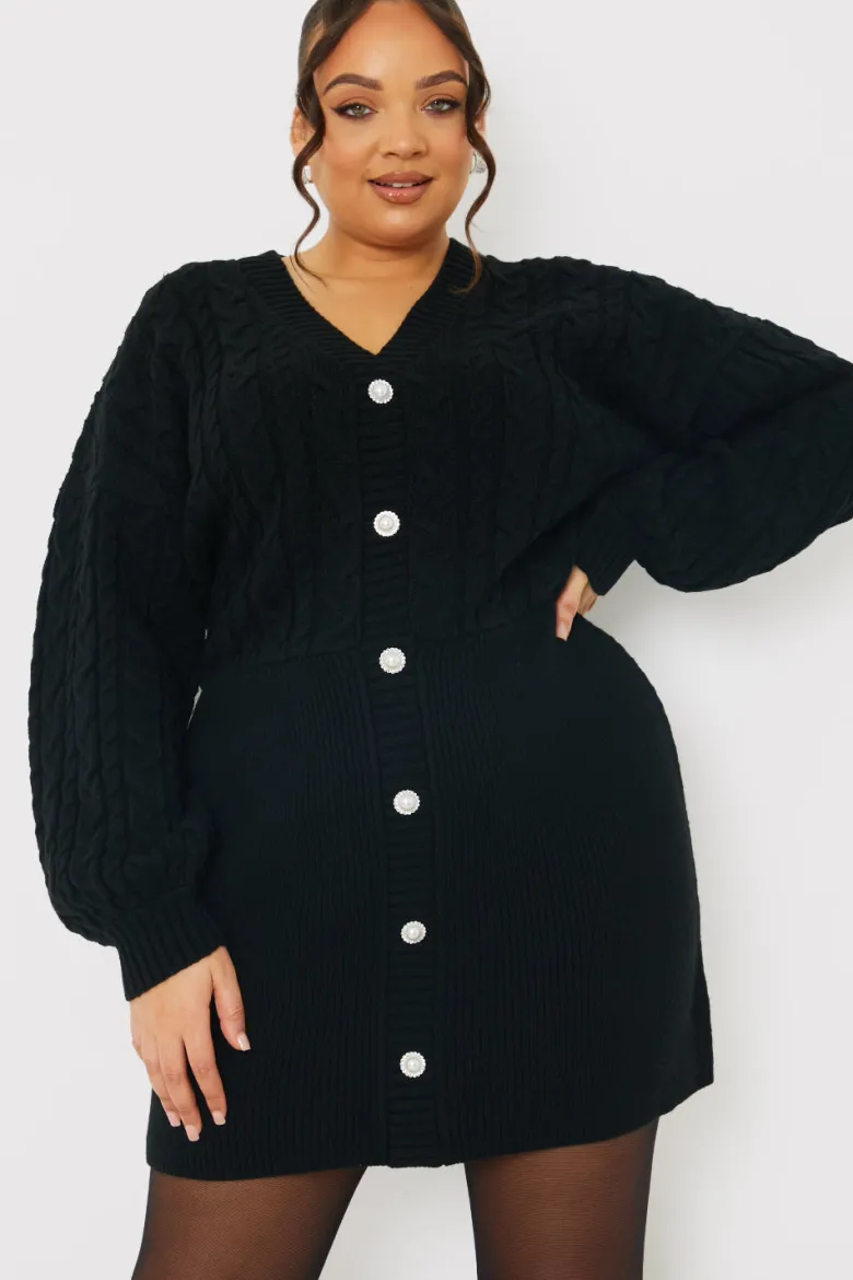 Button Up Knit Mini Dress