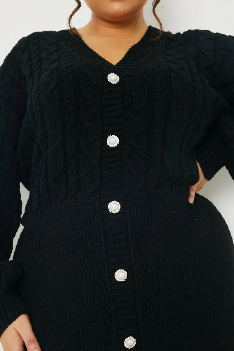 Button Up Knit Mini Dress