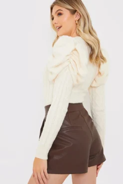 Cable Knit Puff Long Sleeve Bodysuit