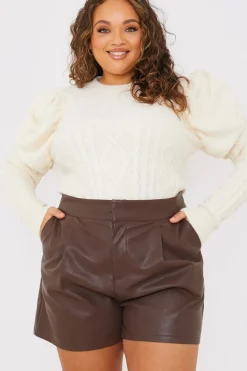 Cable Knit Puff Long Sleeve Bodysuit