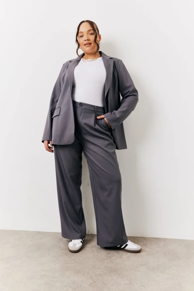 Charcoal Elastic Waist Back Trouser