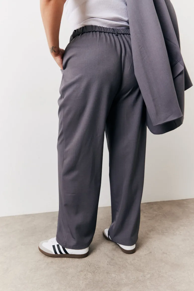 Charcoal Elastic Waist Back Trouser