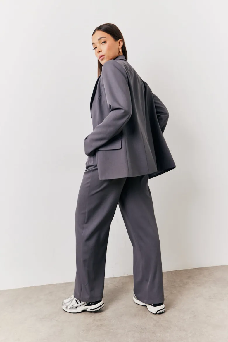 Charcoal Elastic Waist Back Trouser