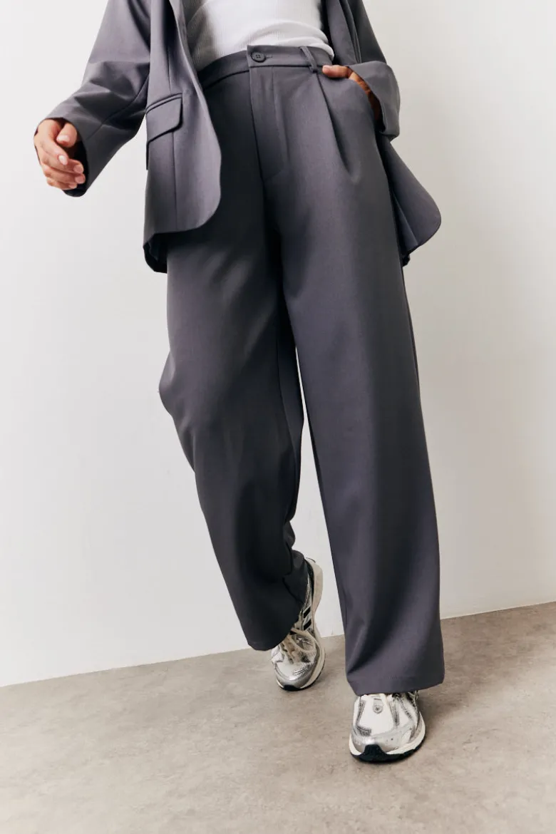 Charcoal Elastic Waist Back Trouser