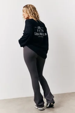 Charcoal High Waisted Sculpt and Control Kick Flare Ribbed Trouser