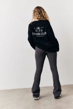 Charcoal High Waisted Sculpt and Control Kick Flare Ribbed Trouser