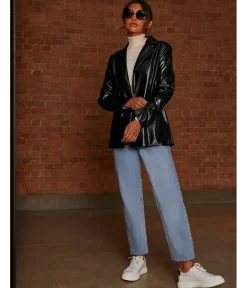 Chi Chi London Faux Leather Blazer in Black