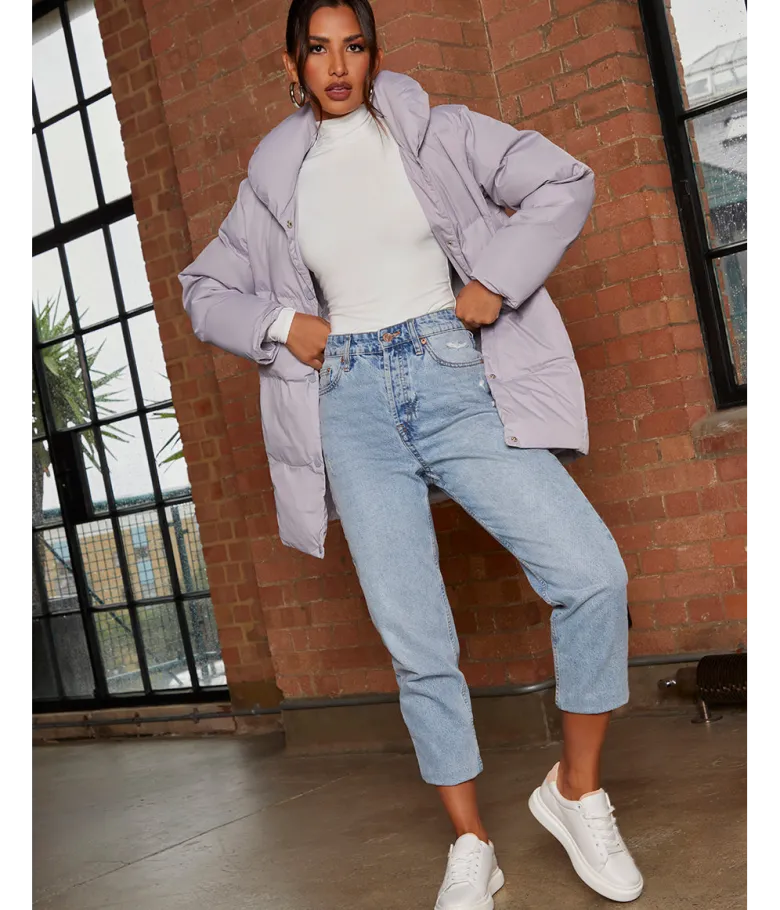 Chi Chi London Padded Puffer Coat in Grey