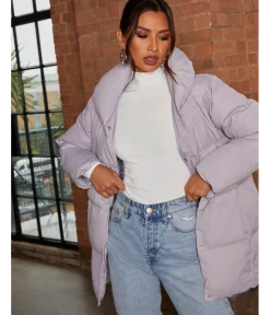 Chi Chi London Padded Puffer Coat in Grey