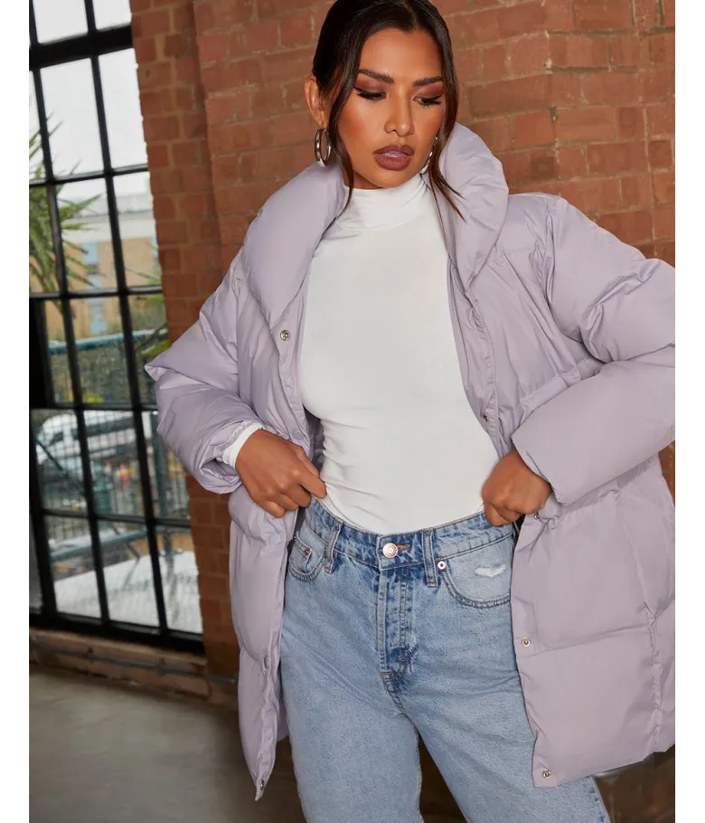 Chi Chi London Padded Puffer Coat in Grey