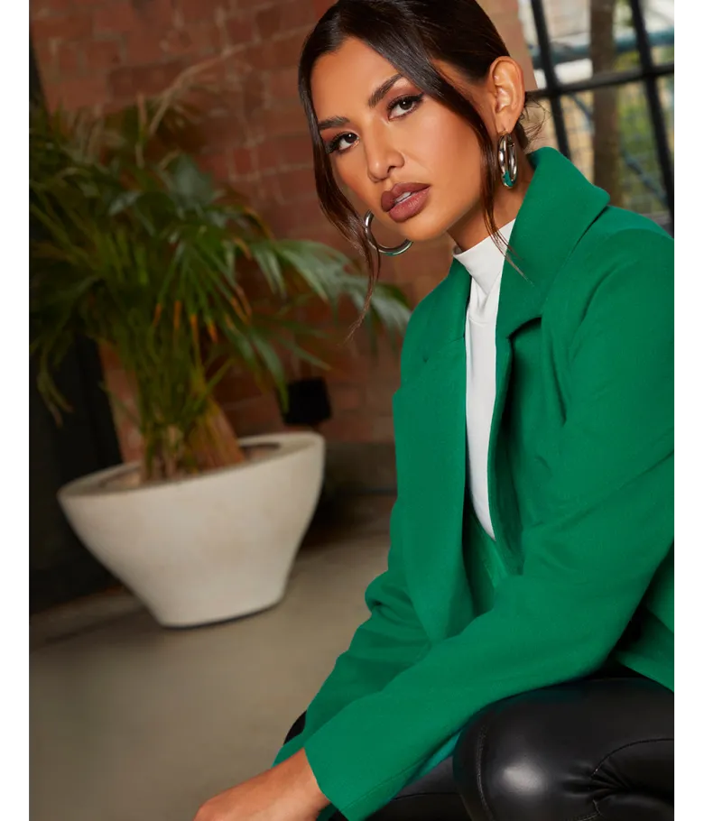 Chi Chi London Single Breasted Coat in Green