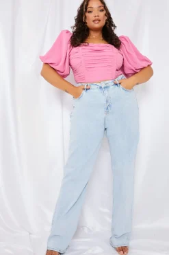 Chiffon Bandeau Balloon Sleeve Top