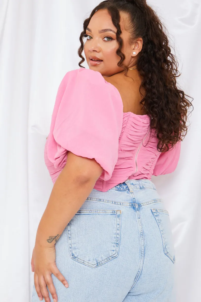 Chiffon Bandeau Balloon Sleeve Top