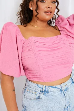 Chiffon Bandeau Balloon Sleeve Top