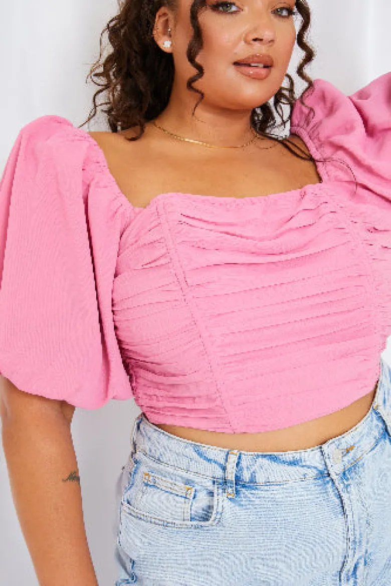 Chiffon Bandeau Balloon Sleeve Top