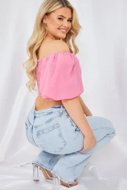 Chiffon Bandeau Balloon Sleeve Top