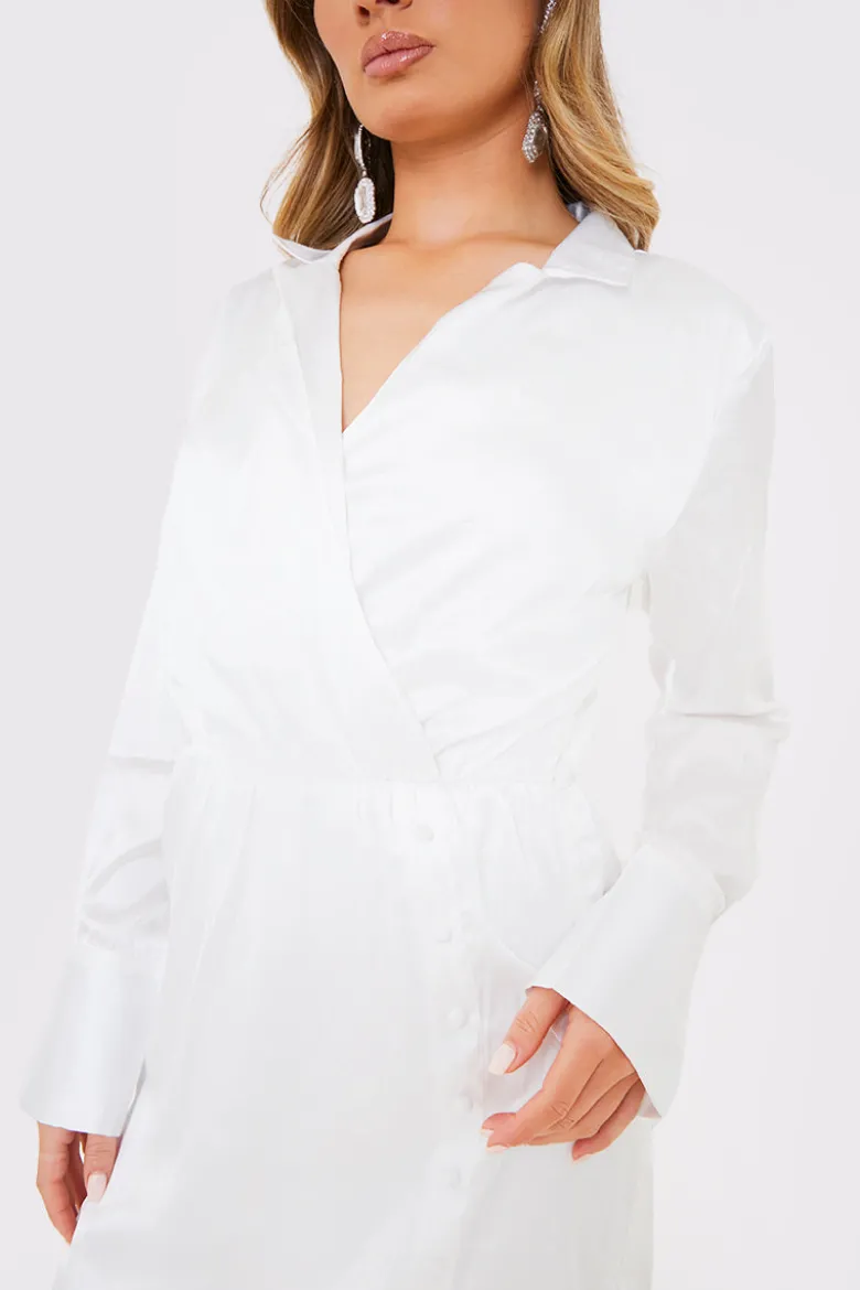 Collar Button Mini Dress