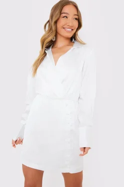 Collar Button Mini Dress