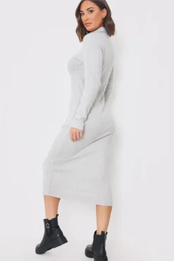 Collared Brushed Rib Midi Dress