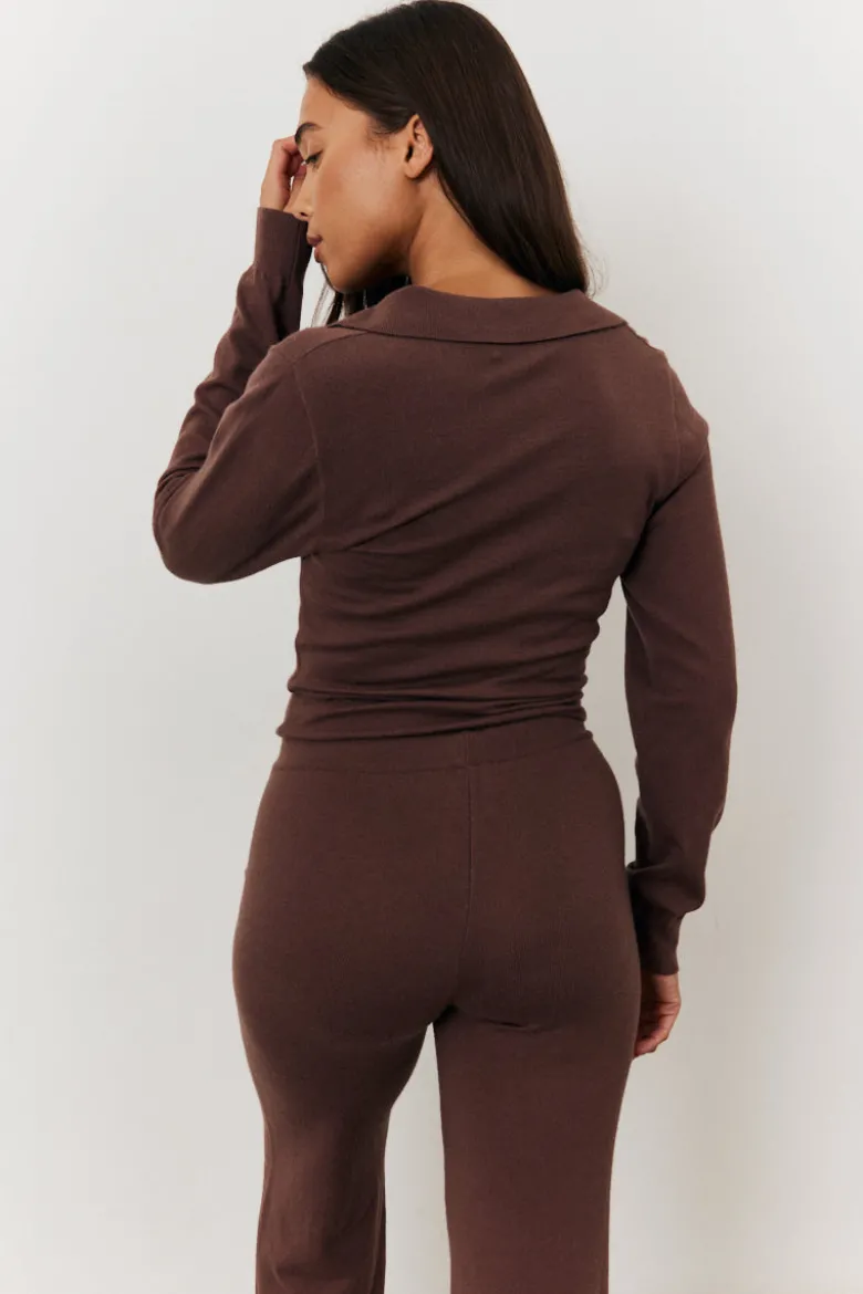 Collared Knit Jumpsuit