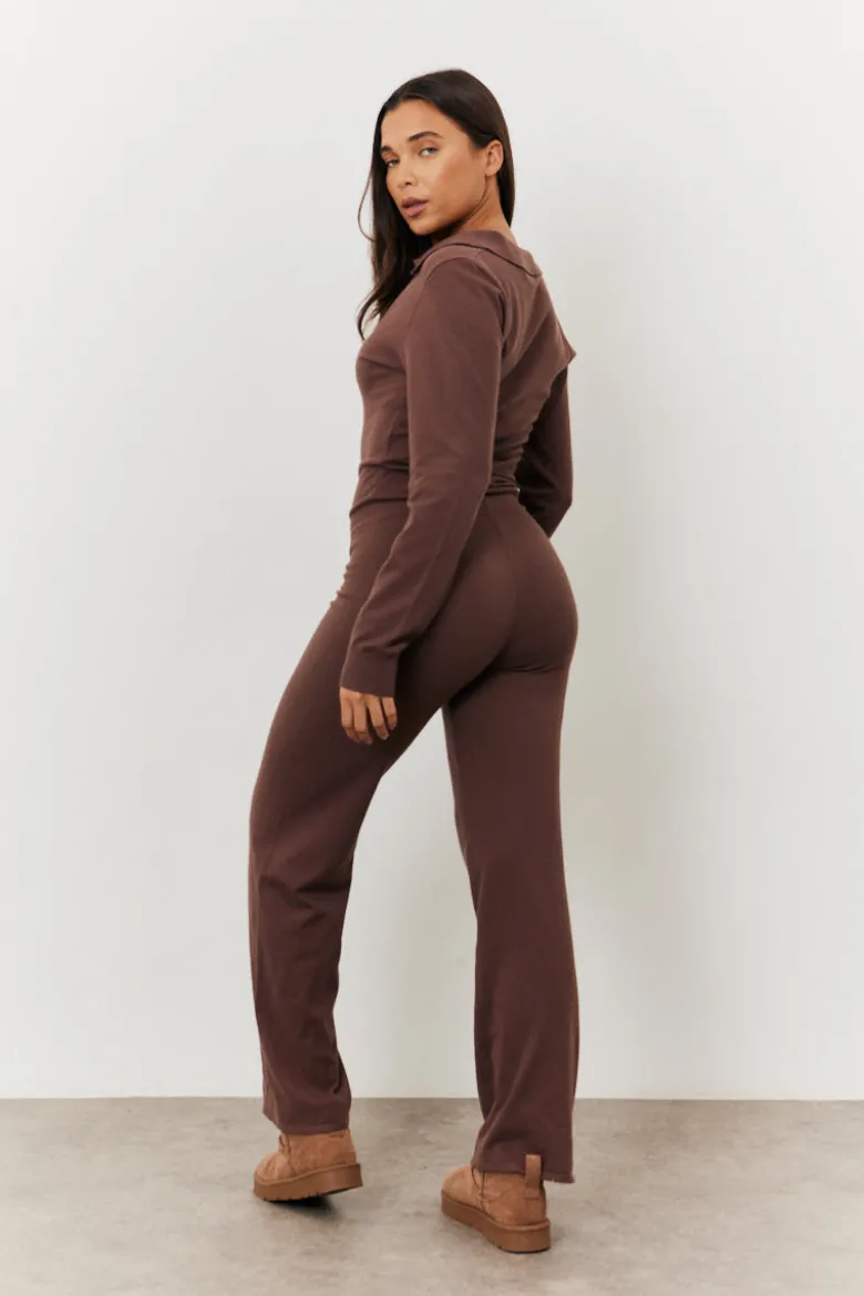 Collared Knit Jumpsuit