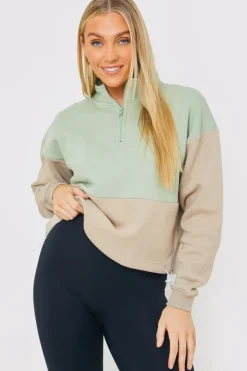 Colourblock Half Zip Sweatshirt