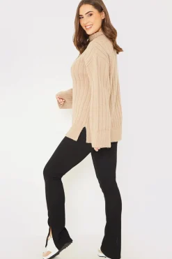 Compact Rib Split Hem Leggings