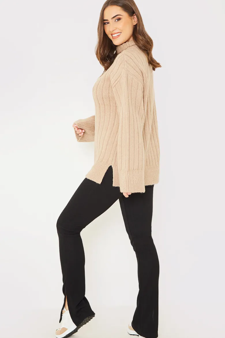 Compact Rib Split Hem Leggings