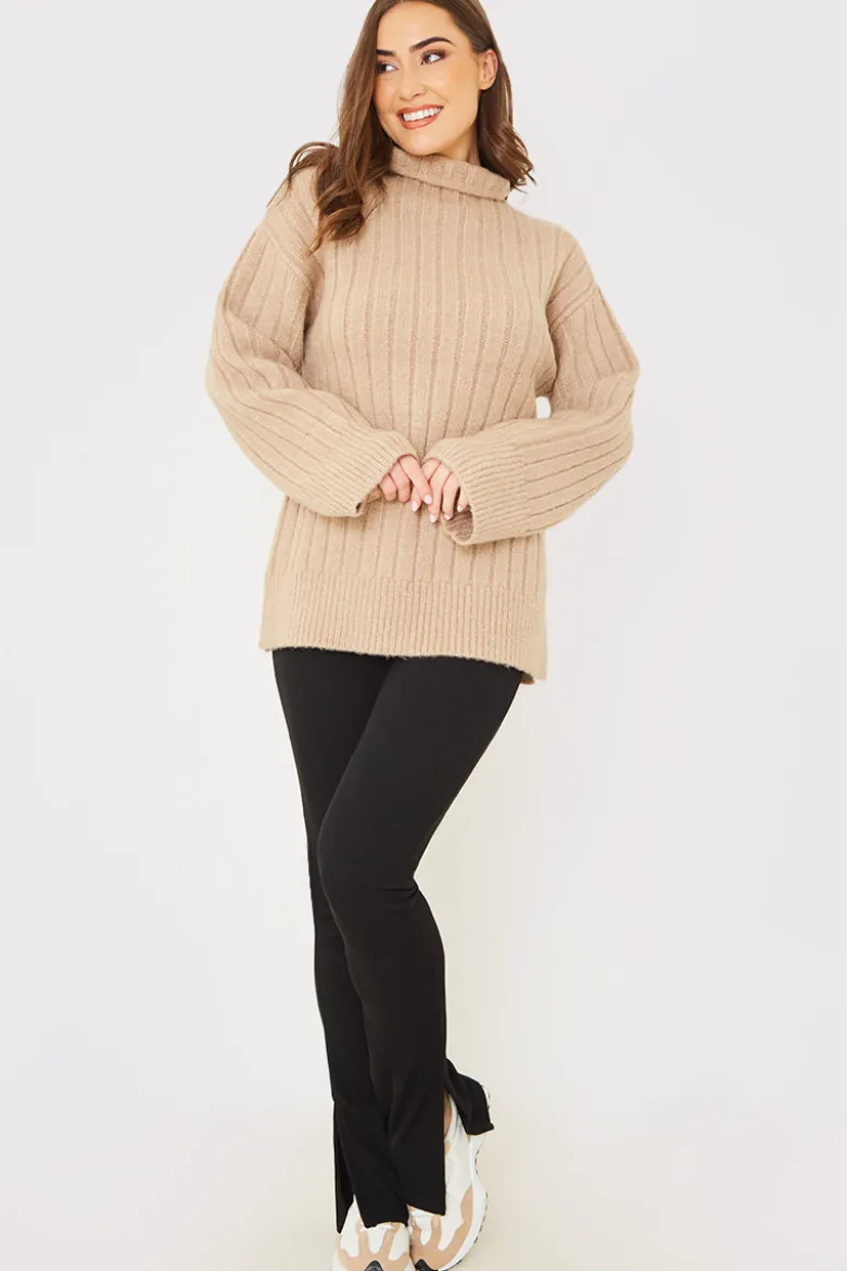 Compact Rib Split Hem Leggings