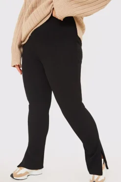 Compact Rib Split Hem Leggings
