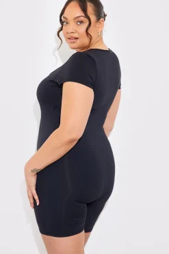 Contour Built-In Bra Short Sleeve Short Leg Square Neck Unitard