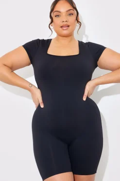 Contour Built-In Bra Short Sleeve Short Leg Square Neck Unitard